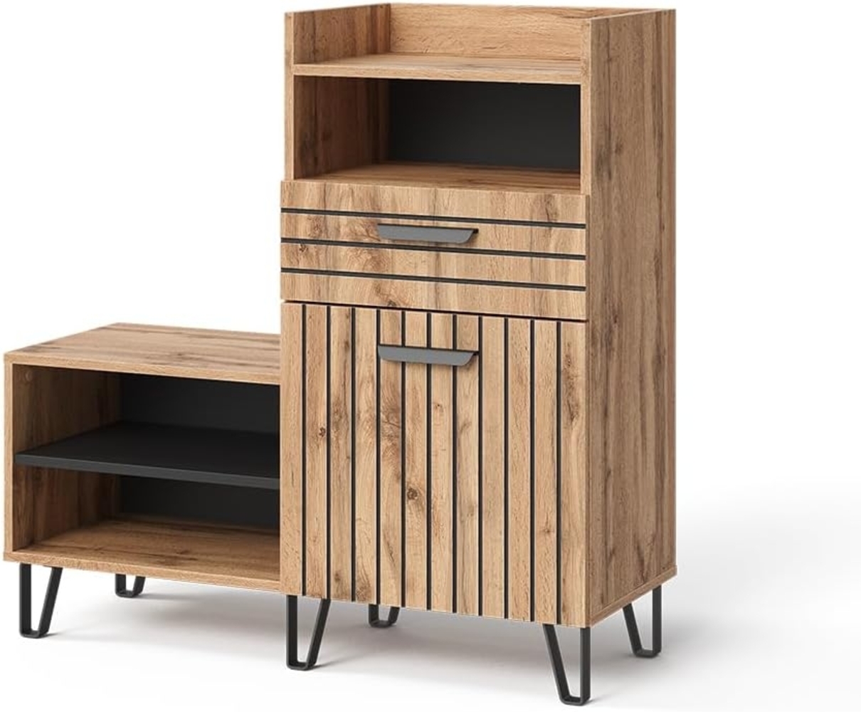 Schuhschrank Amber Eiche Wotan 100 x 100 cm mit Tür und Schublade Vicco Bild 1