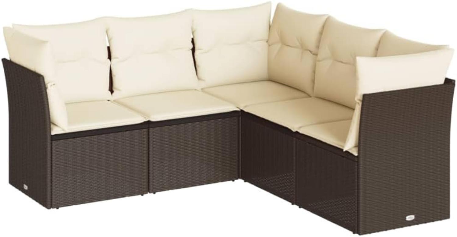 vidaXL 5-tlg. Garten-Sofagarnitur mit Kissen Braun Poly Rattan 3249462 Bild 1