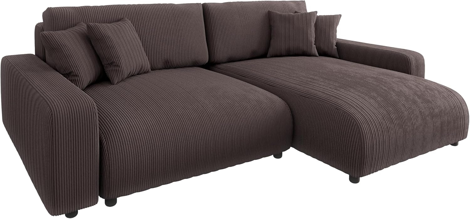 S-Style Möbel Ecksofa Emma mit Bettfunktion in Cord-Stoff schöner Sitzkomfort, Ottomane links oder rechts bestellbar, mit Wellenfederung Bild 1