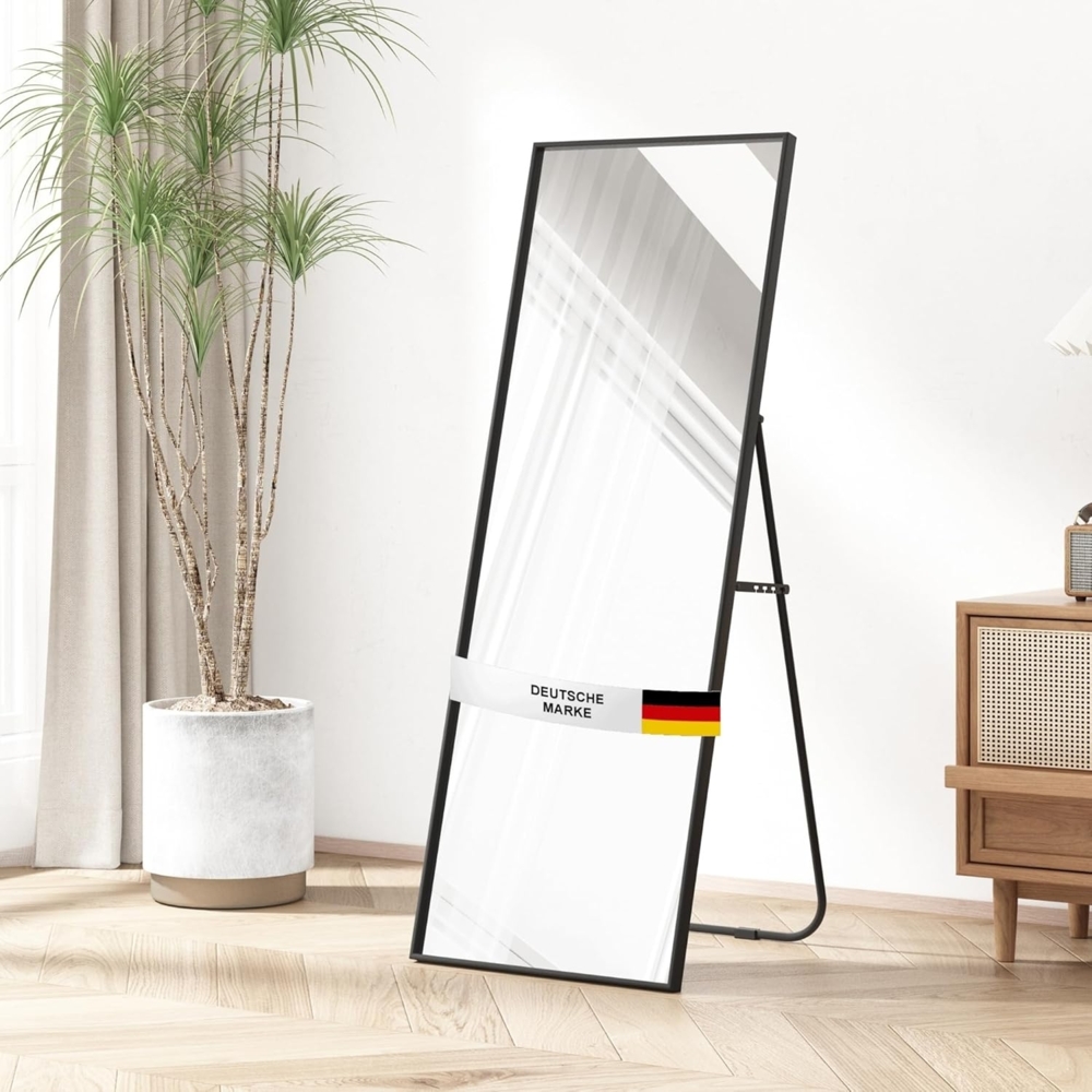 Albatros Ganzkörperspiegel –Rechteckig Spiegel mit schwarzem Rahmen - Standspiegel oder großer Wandspiegel im modernen Design, 140 x 50 cm groß – hochwertiges und nachhaltiges Glas Bild 1