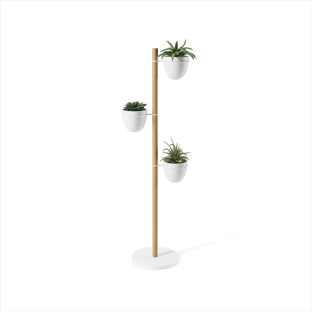 Umbra Blumenständer Floristand, Blumentopfhalter, Pflanzständer, Holz, Melamin, Natur, Weiß, 1013880-668 Bild 1