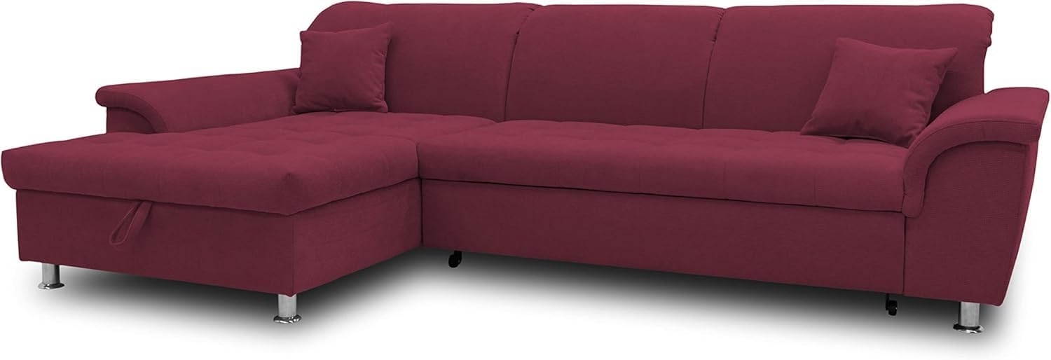 DOMO Collection Ecksofa Franzi, Couch in L-Form, Sofa, Eckcouch mit Rückenfunktion Polsterecke, Bordeaux Rot, 279 x 162 x 81 cm Bild 1
