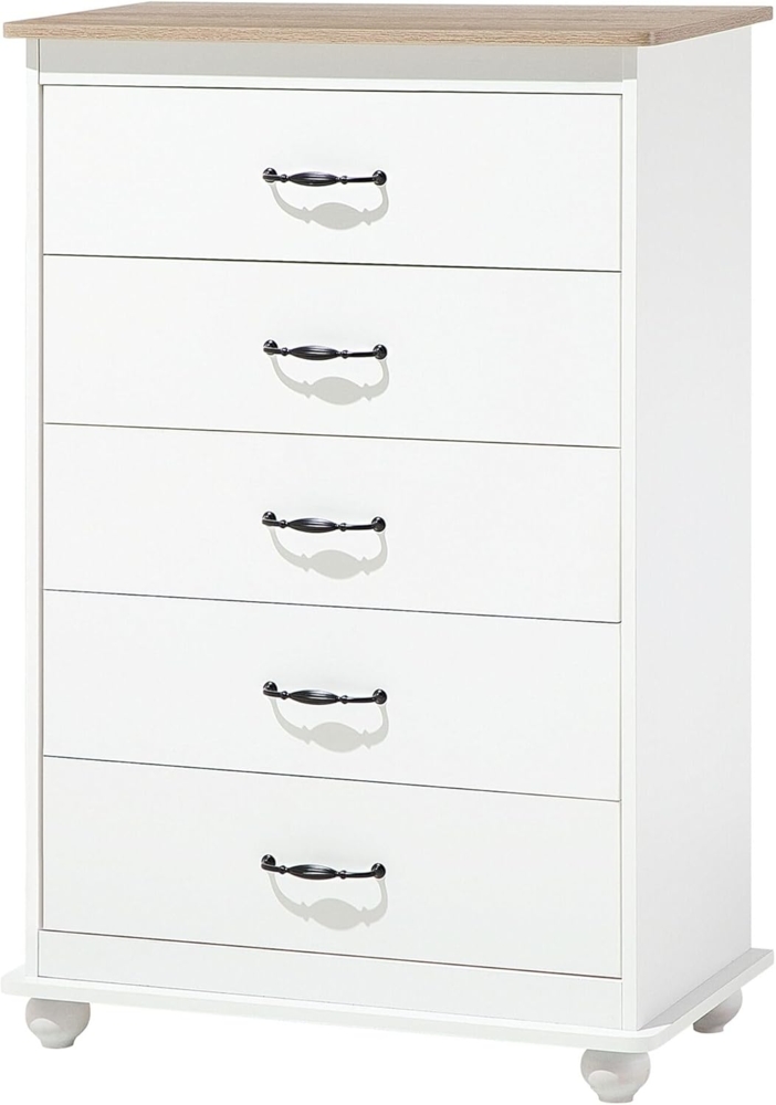 Kommode weiß 5 Schubladen SHARON Bild 1