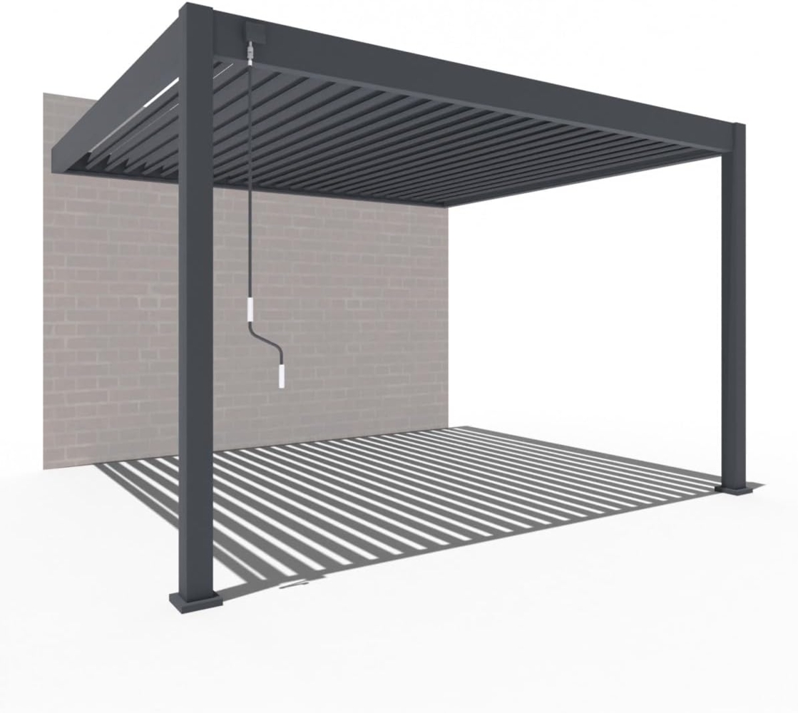 Weide Deluxe | Wand Pergola | Voll Aluminium | 3 x 3,6 M | Lamellendach anthrazit Bild 1