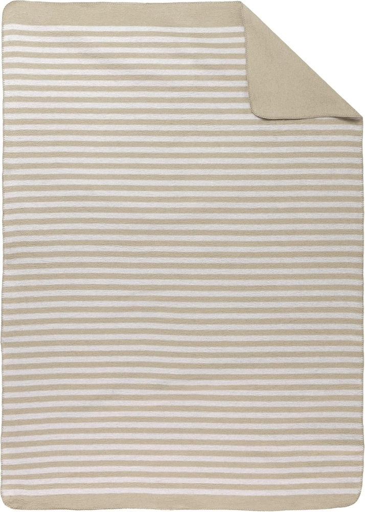 biberna 0837476 Melange Wohndecke 1x 150x200 cm STREIFEN, kitt, 1x 150x200 cm Bild 1