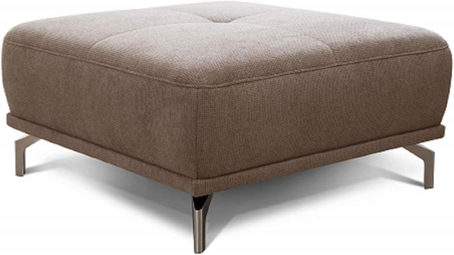 CAVADORE XXL-Hocker Carly / Fußbank fürs Wohnzimmer / Polsterhocker passend zum Ecksofa Carly, 91 x 45 x 91, Webstoff hellbraun Bild 1