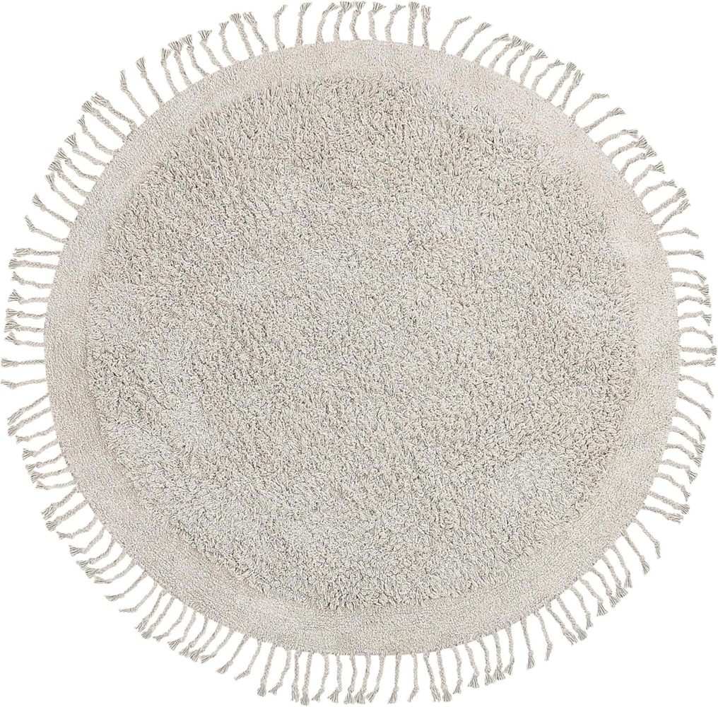 Teppich Baumwolle hellbeige ⌀ 140 cm Fransen Shaggy BITLIS Bild 1
