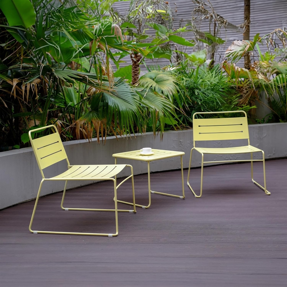 Gartenmöbelset Andria Stahl 3-tlg. Vanillegelb [casa. pro] Bild 1