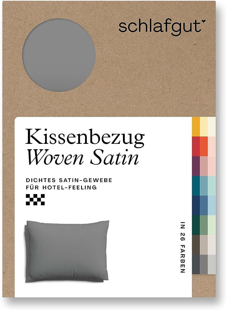 Schlafgut Woven Satin Bettwäsche|Kissenbezug einzeln 60x80 cm| grey-mid Bild 1