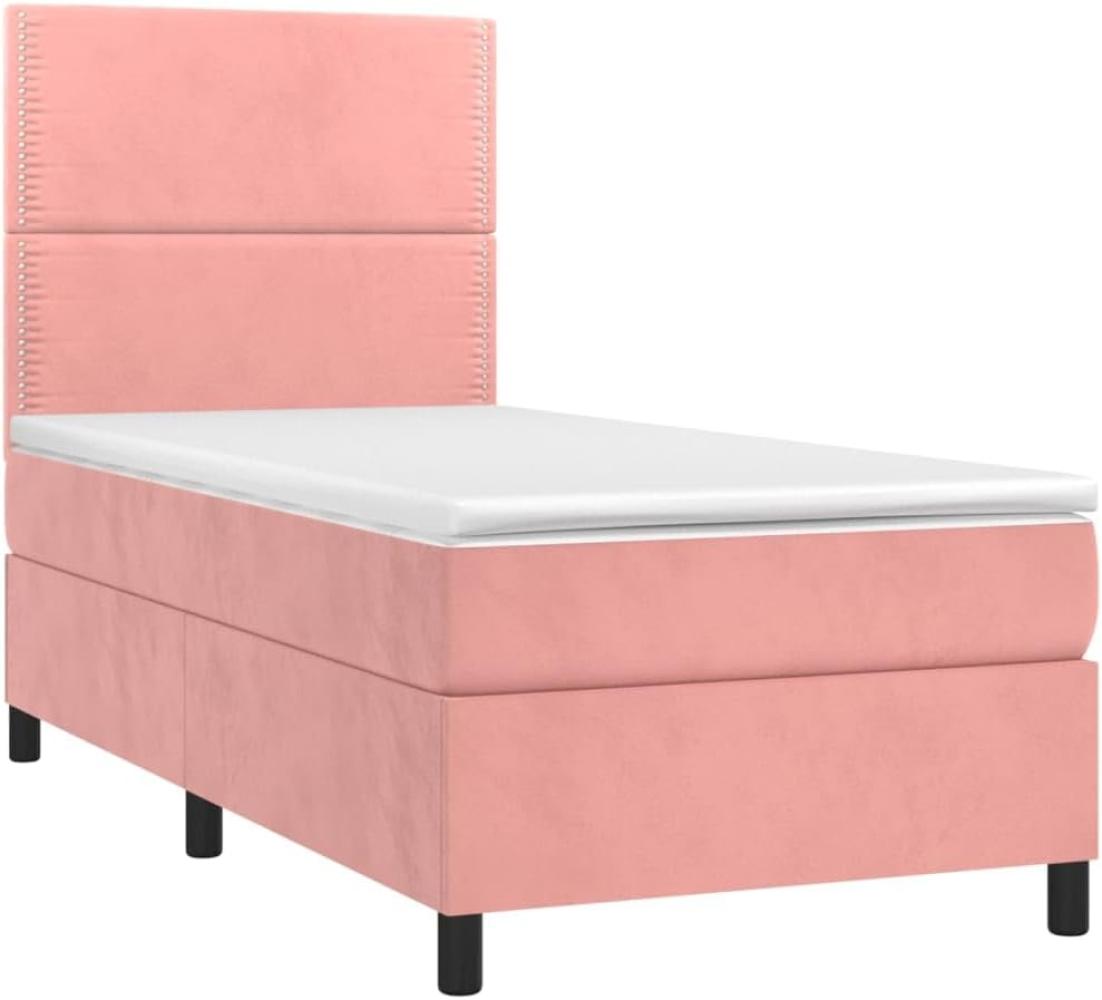 vidaXL Boxspringbett mit Matratze Rosa 80x200 cm Samt 3142934 Bild 1