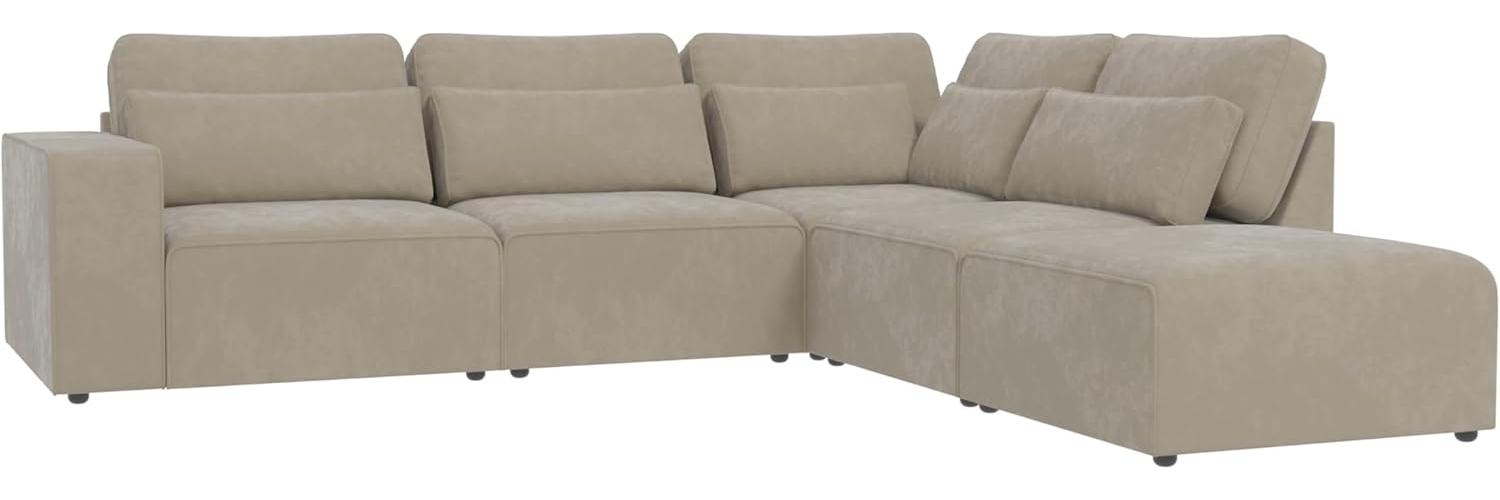 S-Style Möbel Ecksofa Hedwig, Modulare Ecksofa in Samt-Stoff mit Rücken und Lendenkissen, mit Wellenfederung Bild 1