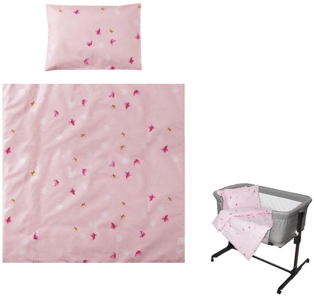 Lorelli Babybettwäsche-Set Eva 5-tlg Decke 75 x 75 cm, Kissen 29 x 42 cm, Bezüge pink Bild 1