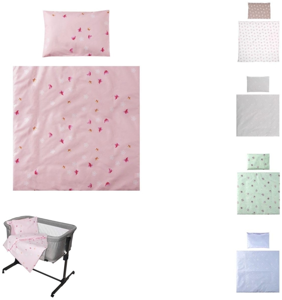 Lorelli Babybettwäsche-Set Eva 5-tlg Decke 75 x 75 cm, Kissen 29 x 42 cm, Bezüge pink Bild 1