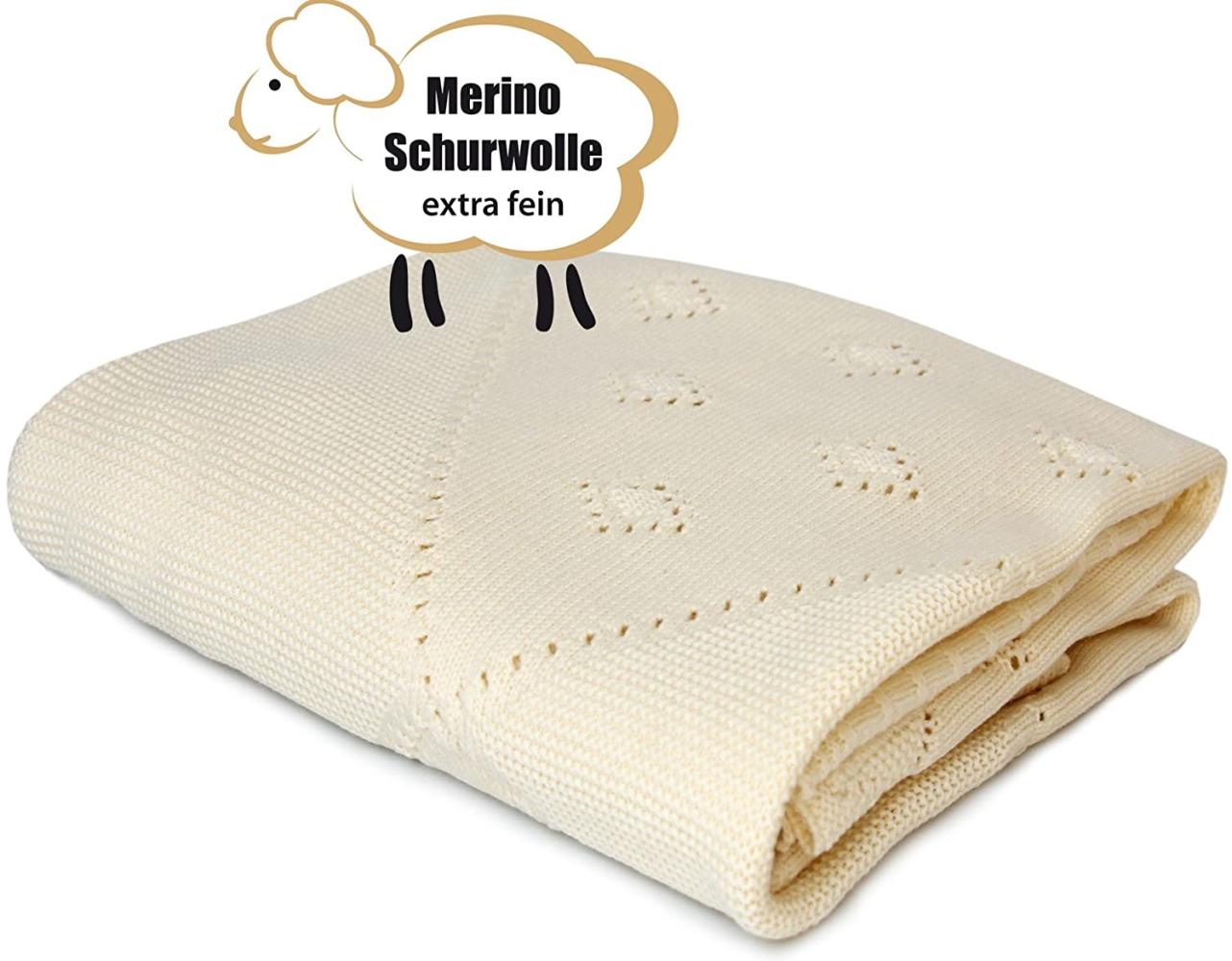 Sonnenstrick Babydecke Kuscheldecke und Schmusedecke aus 100% Merino Wolle extra fine Bild 1