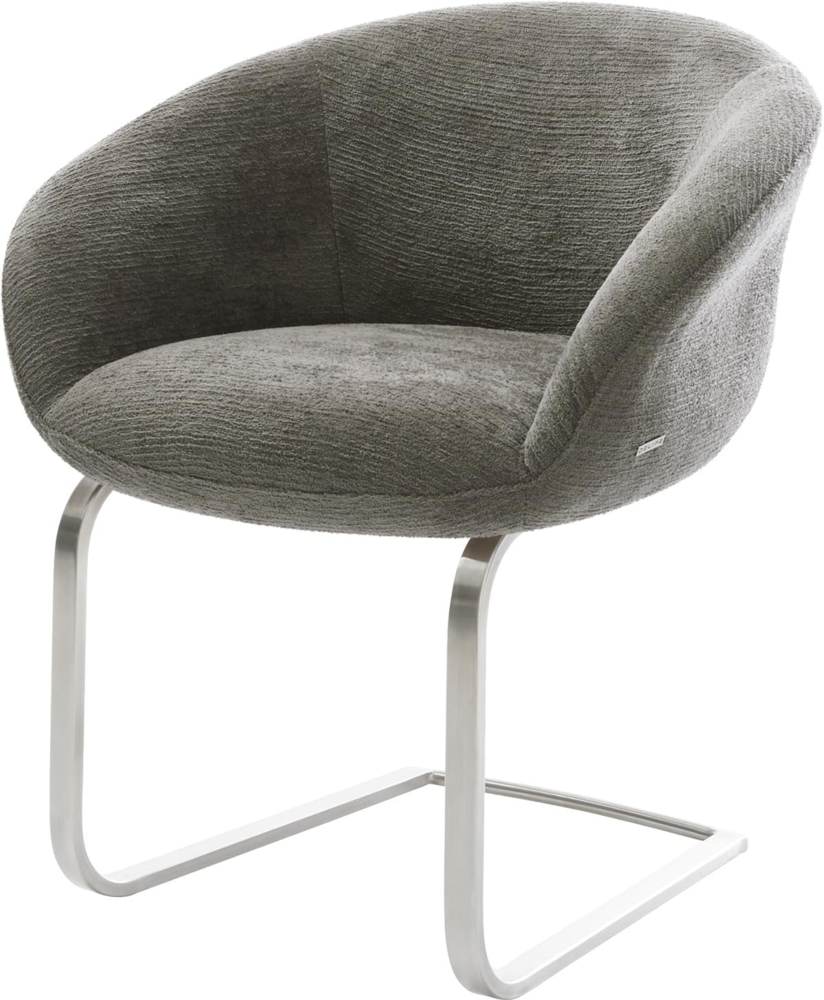 Freischwinger Vinka-Flex mit Armlehnen Bouclé Soft Schlamm Freischwinger flach Edelstahl Taschenfederkern Bild 1