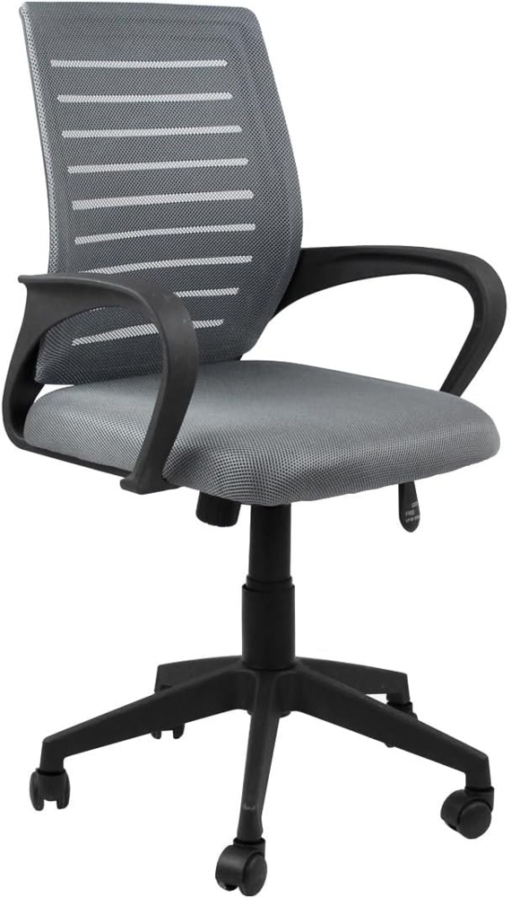 WeHome Futura ergonomischer Bürostuhl, Schreibtischstuhl 62 x 60 x 95 – 105 cm, Bürostuhl mit Armlehnen, gepolsterter Sitz, 360°-Drehung, höhenverstellbar, Basis mit Rollen (Grau) Bild 1