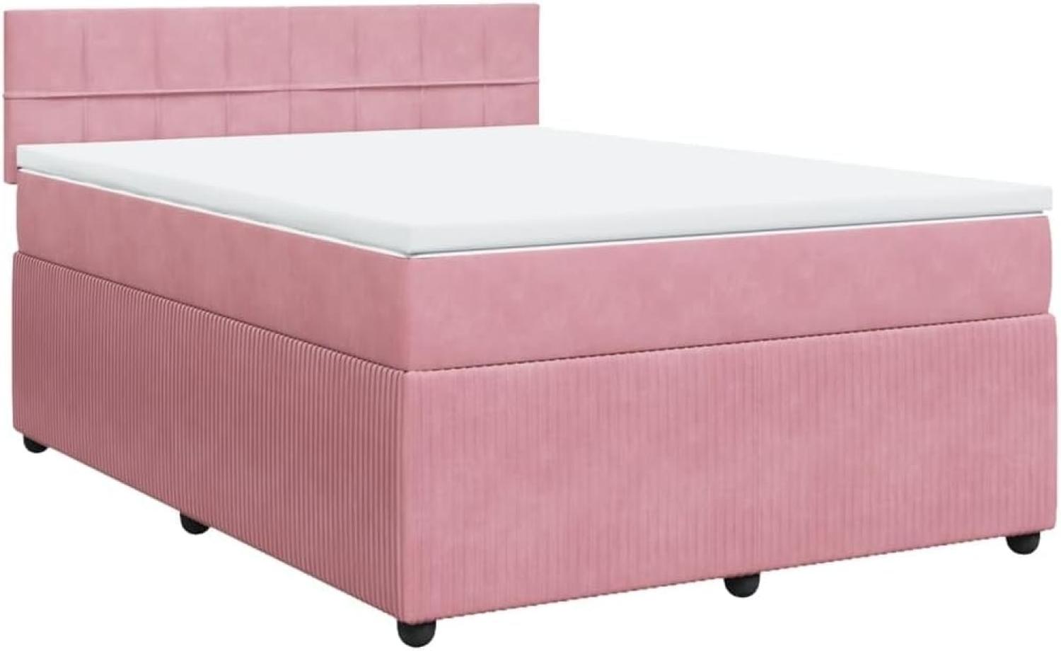 Boxspringbett mit Matratze Rosa 140x190 cm Samt 3287739 Bild 1