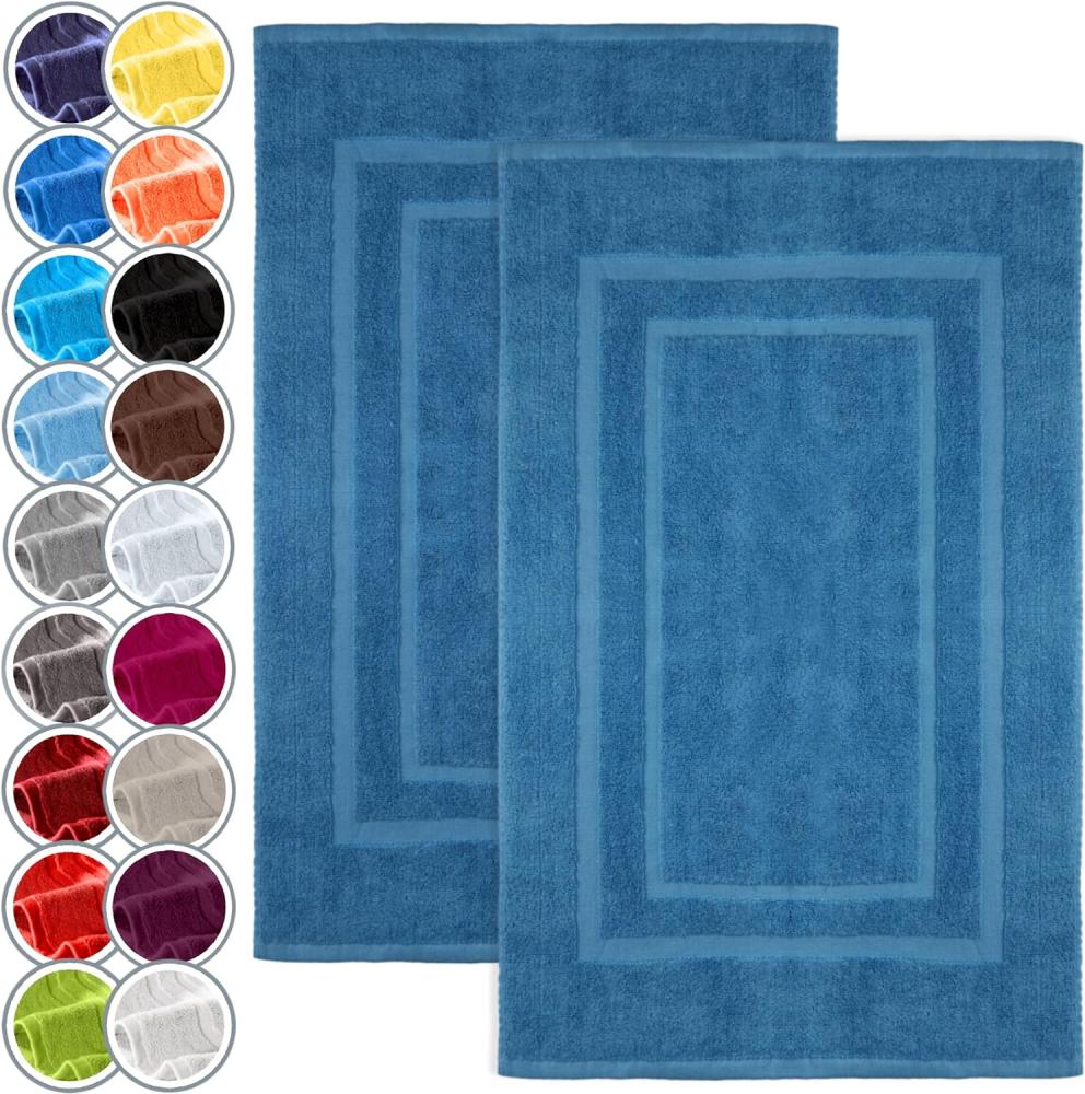 NatureMark 2er Pack Badvorleger Badematte | Premium Qualität | 100% Baumwolle | 50 x 80 cm | Duschvorleger Duschmatte Doppelpack | Farbe: Royal blau Bild 1