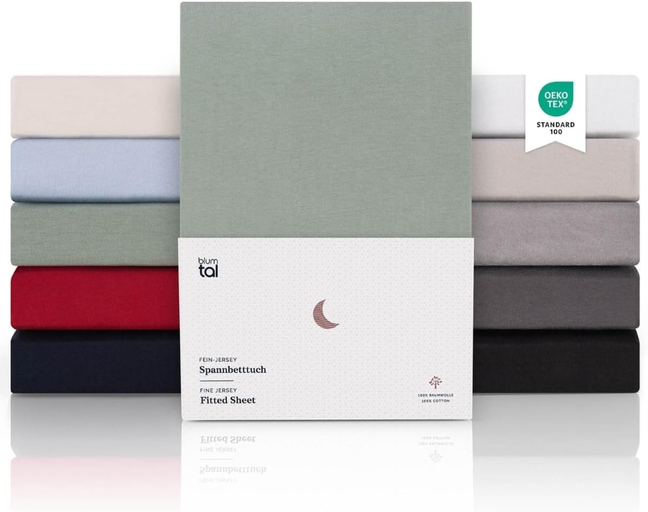 Blumtal Premium Topper Boxspringbett Spannbettlaken 140x200 - Superweiches 100% Baumwolle Spannbetttuch, bis 15cm Topperhöhe, Sommergrün Bild 1