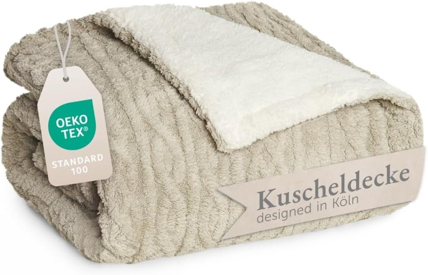 Wohndecke Oeko-TEX zertifizierte waschbare Wohn- & Kuscheldecke, Blumtal, mit weicher Sherpa-Innenseite Bild 1