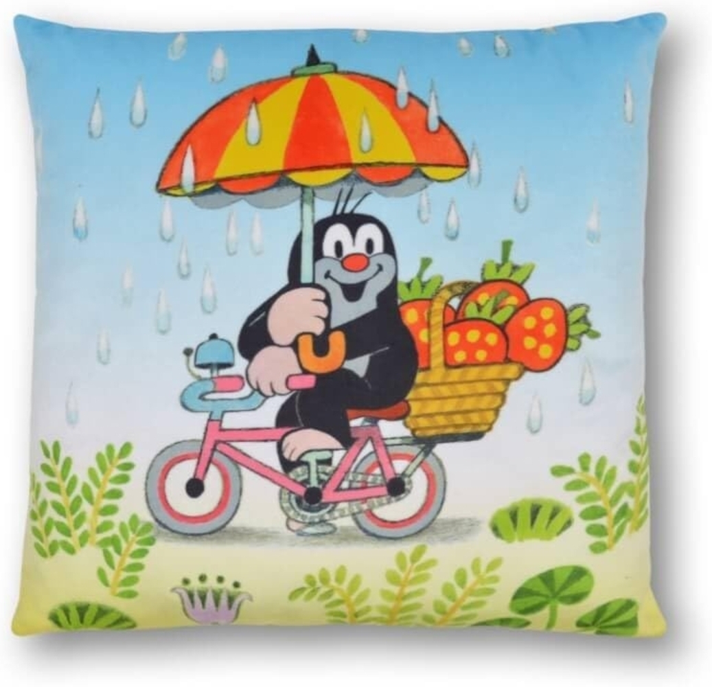 Kissen der kleine Maulwurf, Motiv Sommer, 25x25 cm - Kinderkissen Bild 1