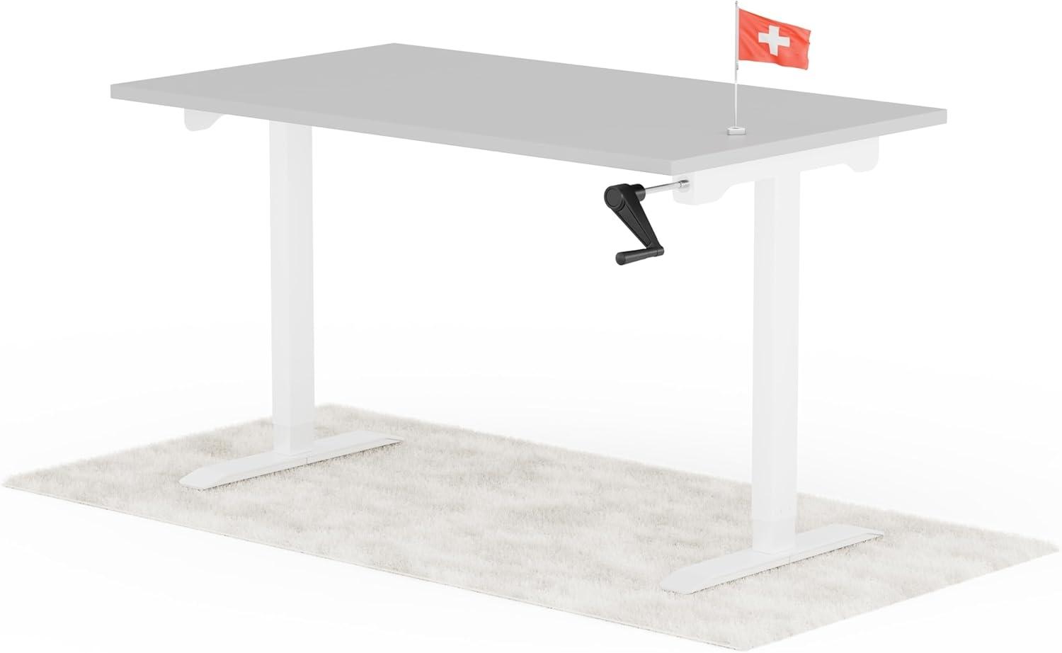 manuell höhenverstellbarer Schreibtisch EASY 140 x 80 cm - Gestell Weiss, Platte Grau Bild 1