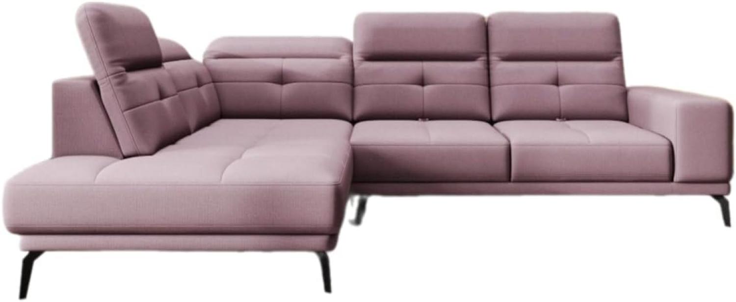 Designer Sofa Isabella mit verstellbarer Kopf- und Rückenlehne Stoff Rosé Links Bild 1