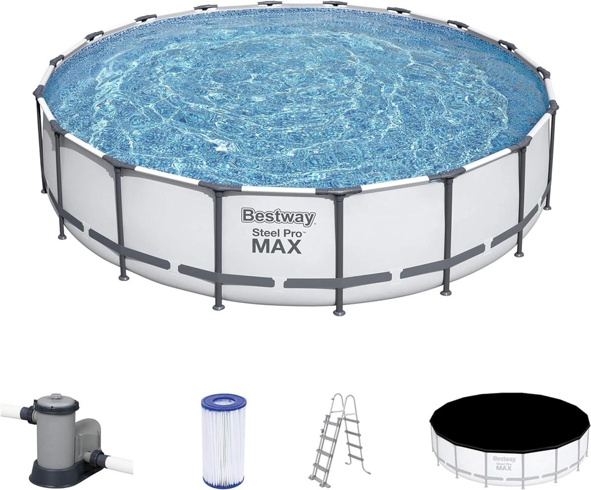 Steel Pro Max Rahmenpool 549X122 Grau 18Ft Bestway 5In1 + Pumpe + Abdeckung + Leiter Bild 1