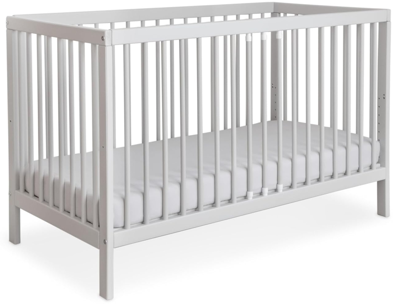 Ehrenkind® Babybett PUR 140x70 aus Buchenholz | Hellgrau | Kinderbett 9-Fach höhenverstellbar mit entnehmbaren Stangen | Baby Bett Bild 1