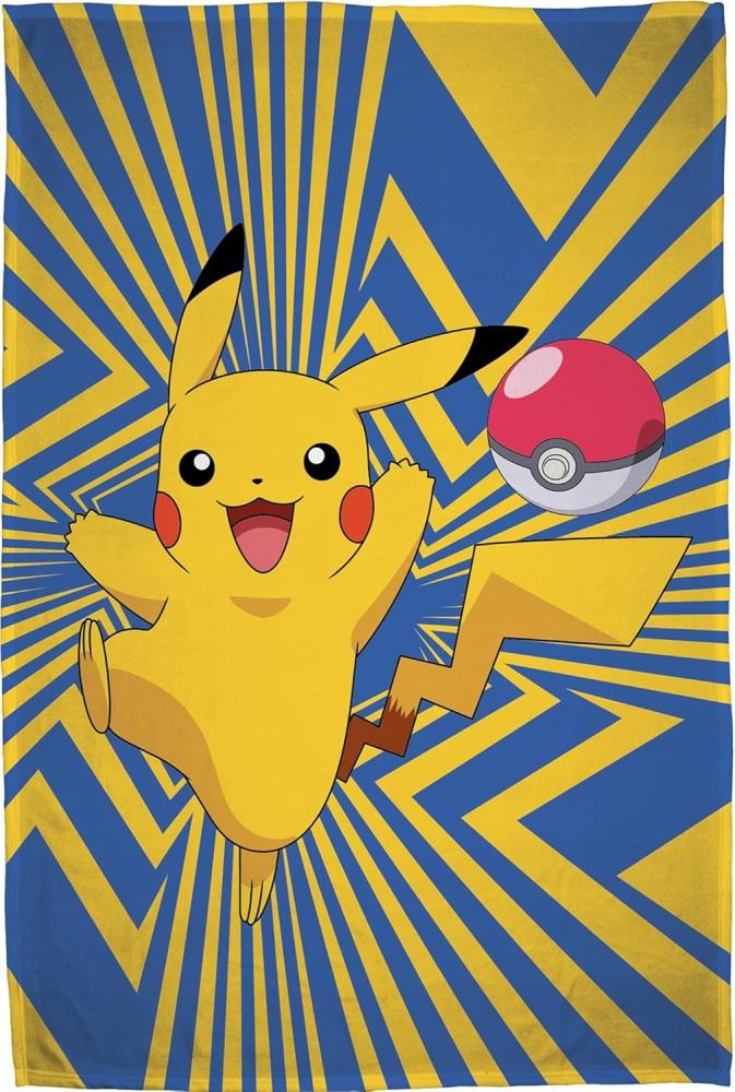 Kinderdecke Pokemon Go Pikatchu 160 x 200 cm weich und kuschelig Coral Fleecedecke, BERONAGE Bild 1