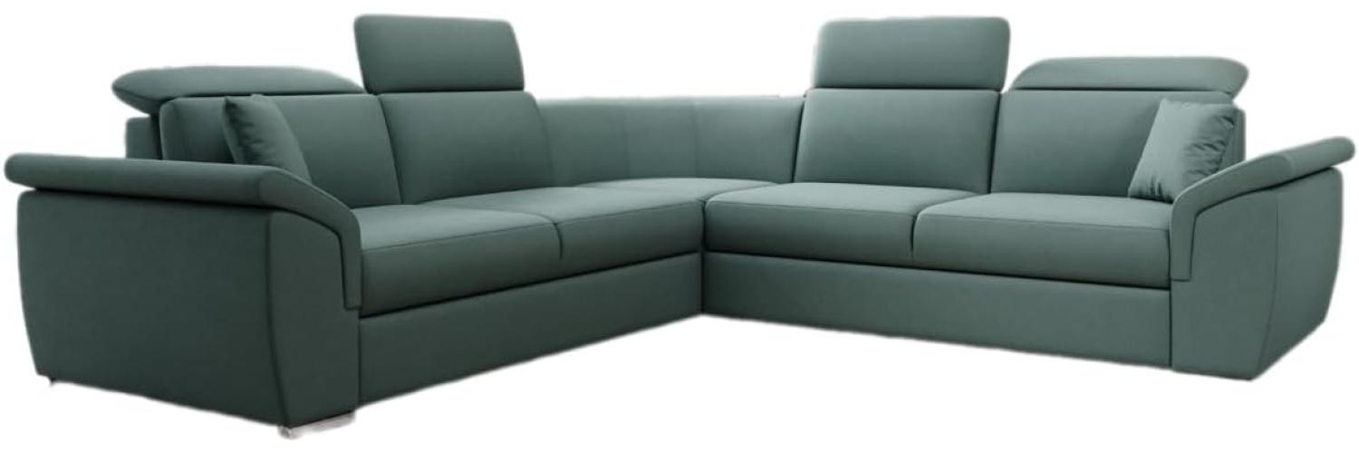 Designer Sofa Fernando mit Schlaffunktion und Stauraum Stoff Grün Bild 1