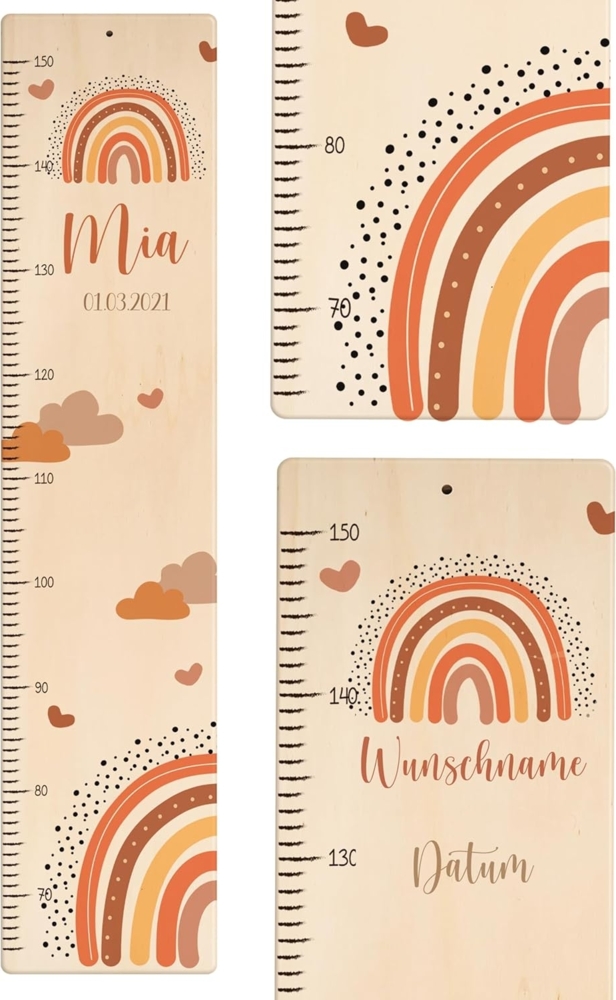 KIDSMOOD - Messlatte für Kinderzimmer Personalisiert, 70-140 cm - Messlatte Kinder Holz personalisiert Mit Namen für Baby- & Kleinkinderzimmer - Individuelles Geschenk für Kinder und Babys zum Geburt Bild 1
