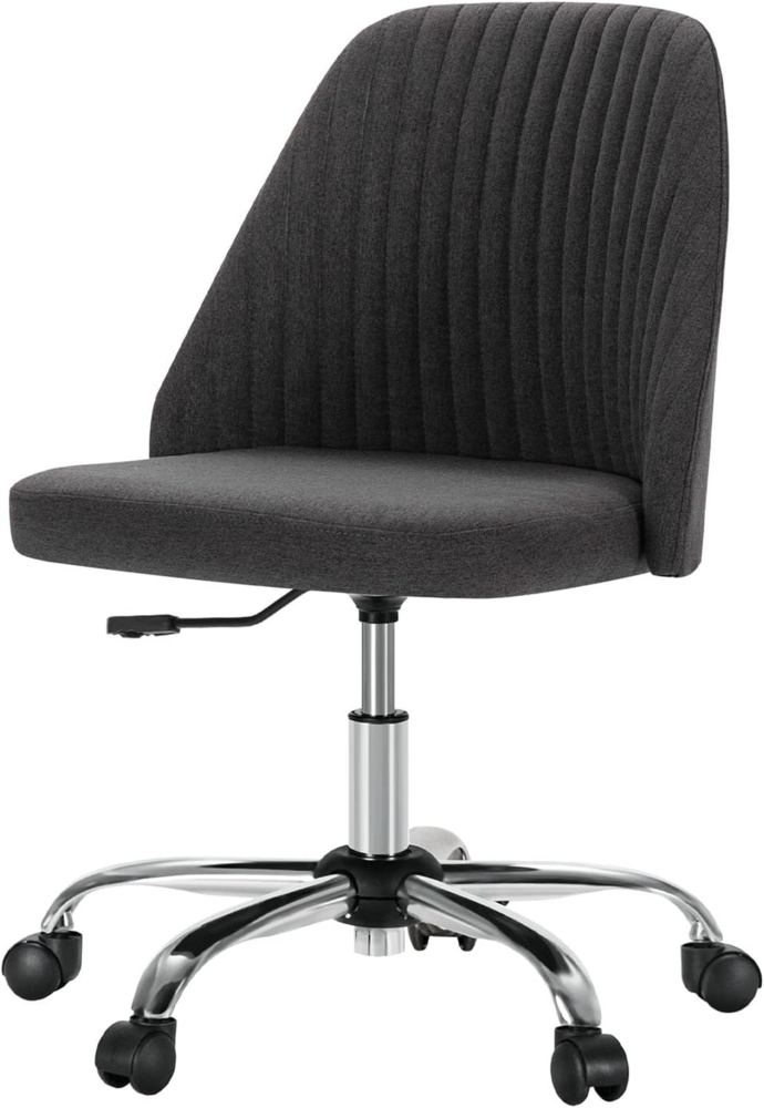 SURFOU Ergonomischer Burossessel - Entarmierter Design mit Stoff, passgenaues Sitz für erhöhte Bequemlichkeit, höhenverstellbar und 360° Drehfähigkeit, dunkelgrau Bild 1