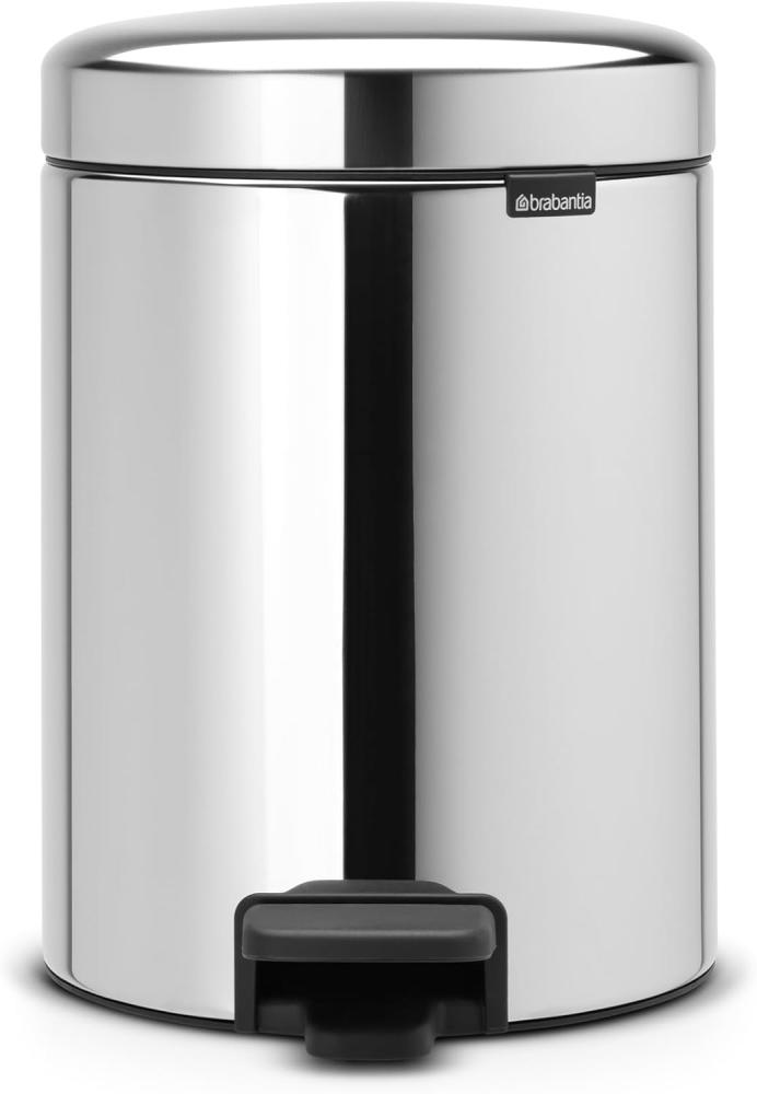 Brabantia Treteimer mit Inneneimer aus Kunststoff, stahl, Brilliant Steel, 5L, Brilliant Stahl Bild 1