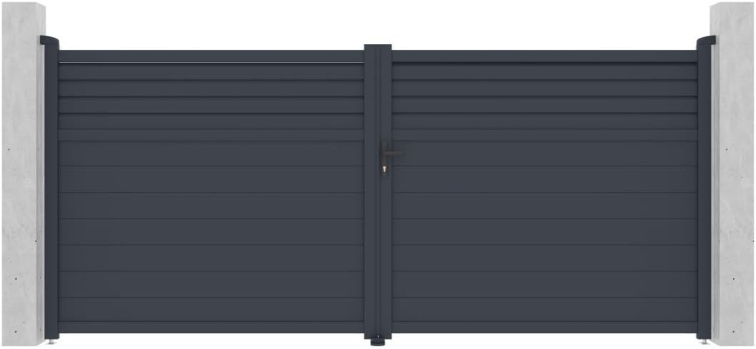 Vente-unique - Gartentor Flügeltor - 397 x 181 cm - Aluminium - Anthrazit - VIAZO Bild 1