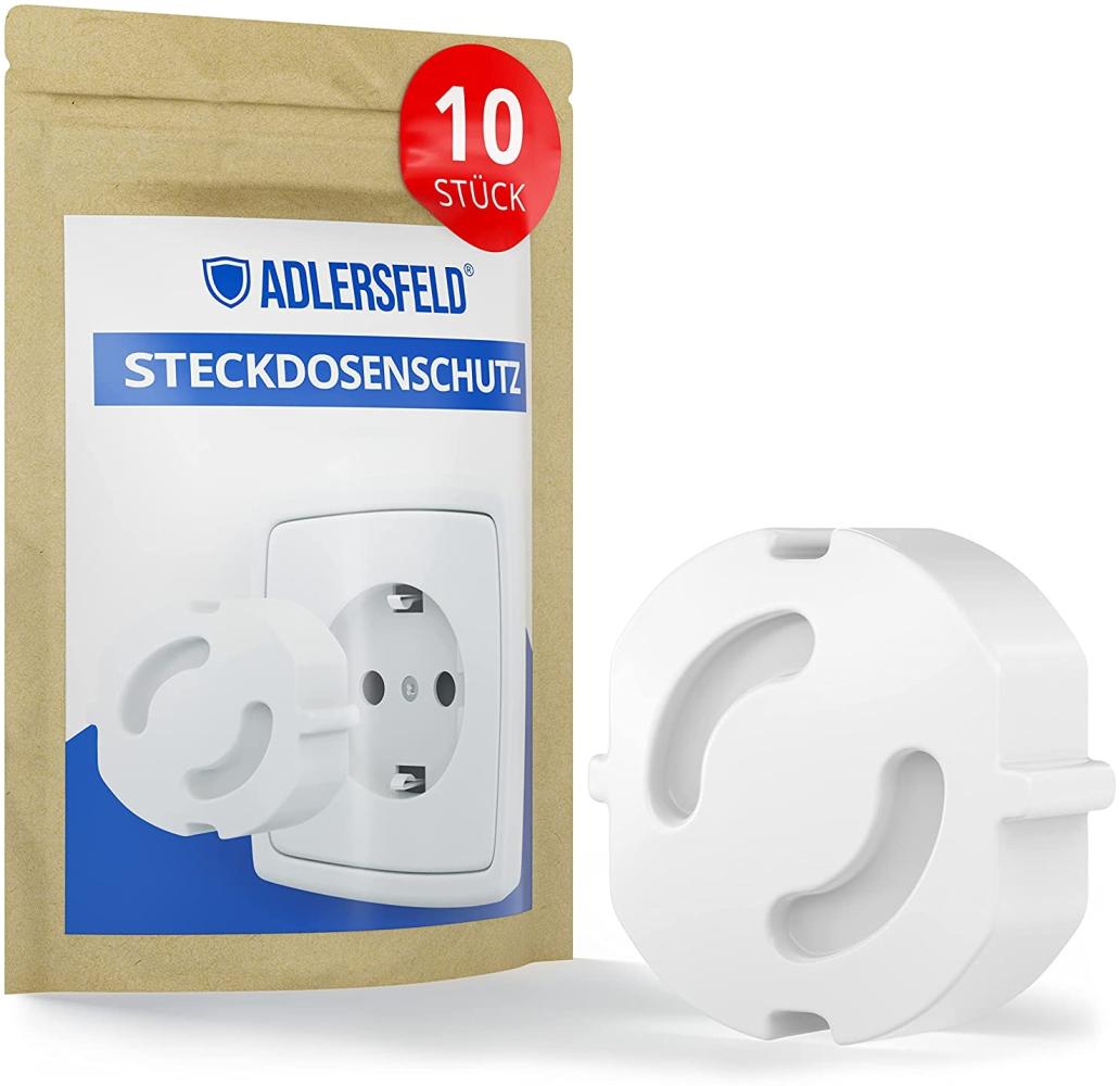 Adlersfeld® - Steckdosen Kindersicherung - [10 Stück] - Steckdosenschutz Steckbar - Kindersicherung für Steckdose - Steckdosensicherung für Babys und Kinder Bild 1