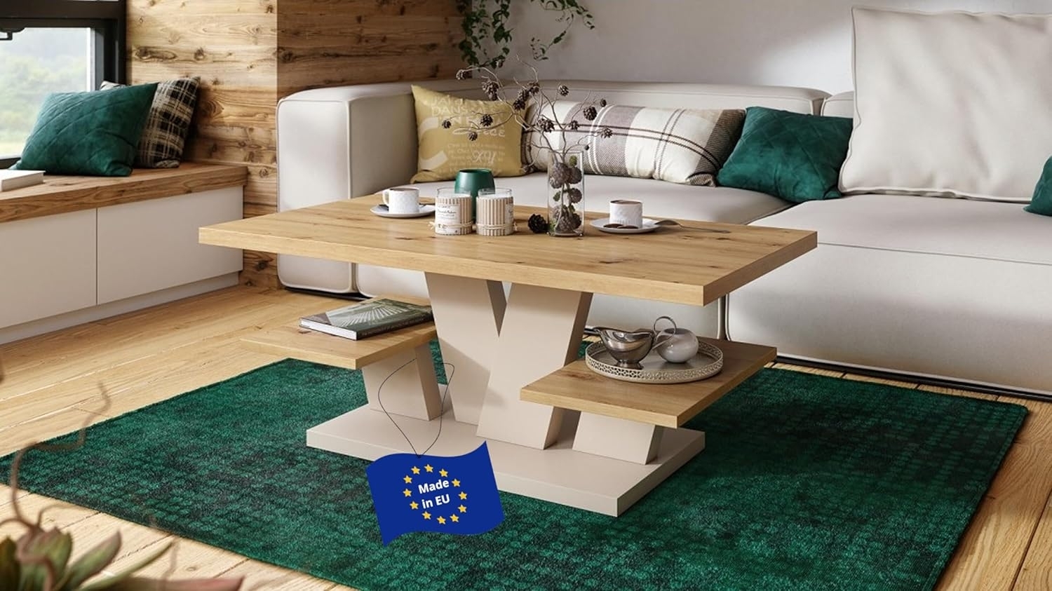 designimpex Couchtisch Design Viva Tisch Wohnzimmertisch 110x60x45 cm mit Ablagefläche Bild 1