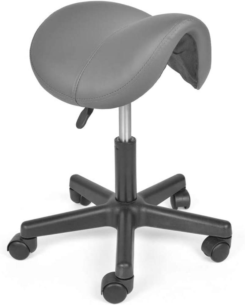 Mingone Sattelhocker Drehhocker Sattelstuhl Höhenverstellbar Bürohocker Ergonomisch Praxishocker mit Rollen 360 ° Drehung ，Grau Bild 1