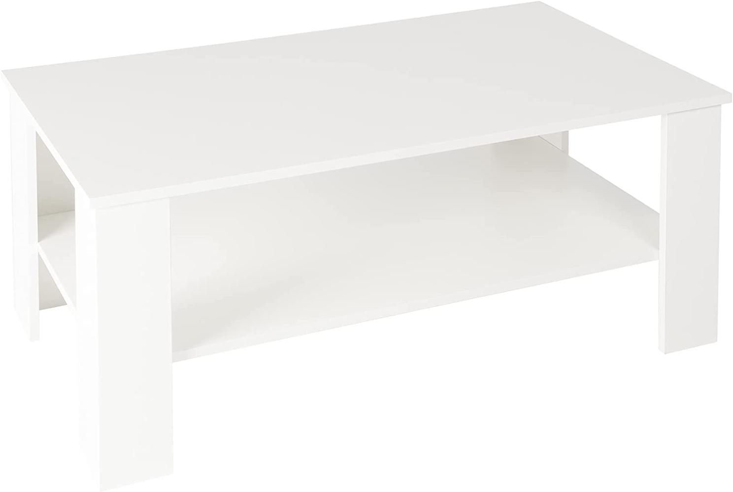 ML-DESIGN Couchtisch Sofatisch Wohnzimmertisch Beistelltisch Wohnzimmer Kaffeetisch, Weiß Geräumig 100 x 57 x 43 cm Holz Bild 1