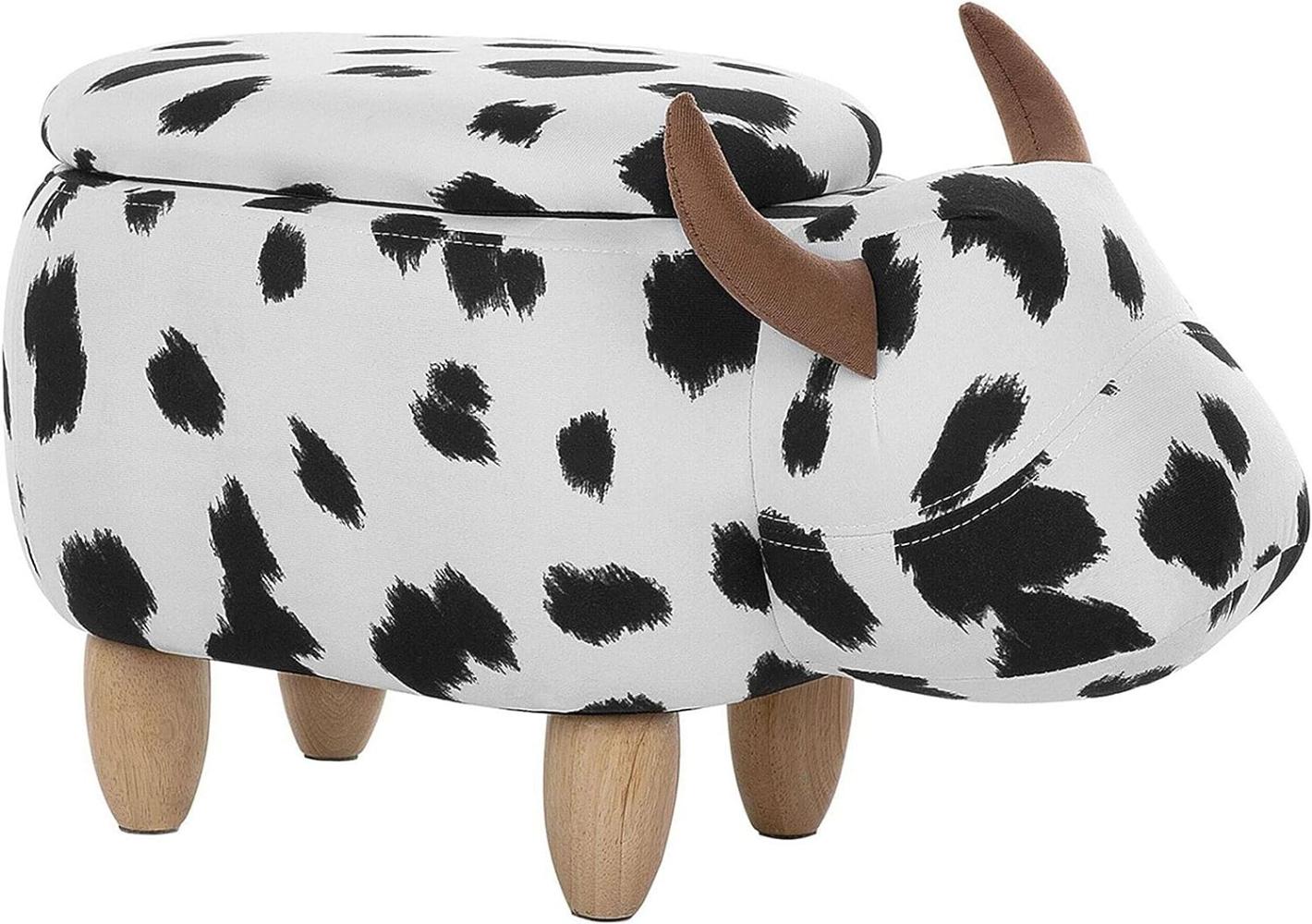 Beliani Pouf pet with storage black and white COW Bild 1