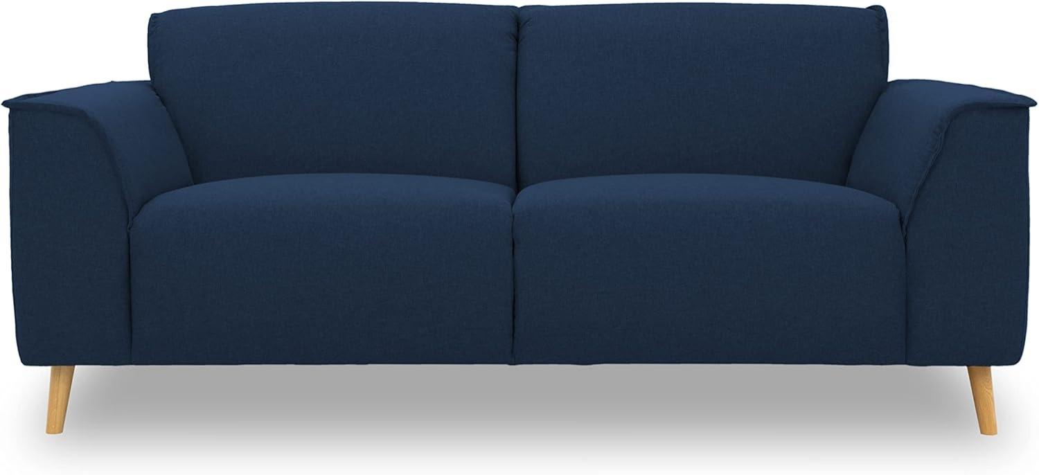 DOMO. collection Sofa Jules FK 2, 5 Sitzer, 2, 5er Couch in skandinavischer Optik, mit Federkernpolsterung, Garniur mit Holzfüßen, 193 x 90 x 81 cm (BxTxH), in dunkelblau Bild 1