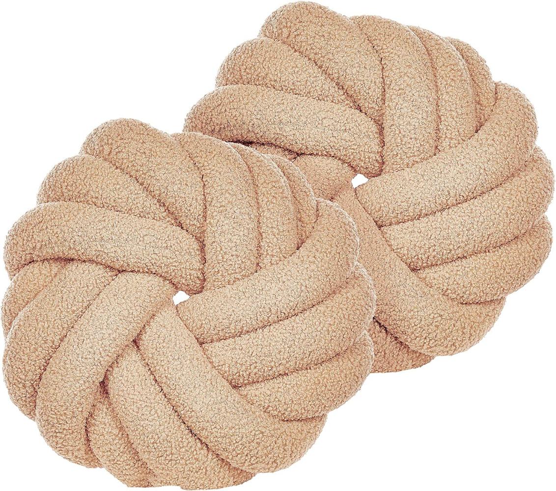 Kissen 2er Set AKOLA Bouclé 31 x 31 cm Kein Muster Sandbeige Bild 1