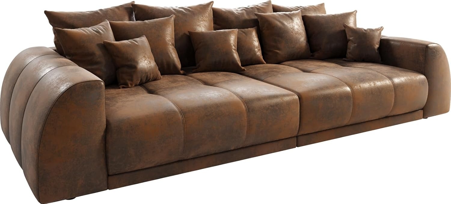 Delife 'Violetta' Big-Sofa, Mirkofaserstoff, 310 x 135 x 62 cm, Braun, ohne Hocker Bild 1