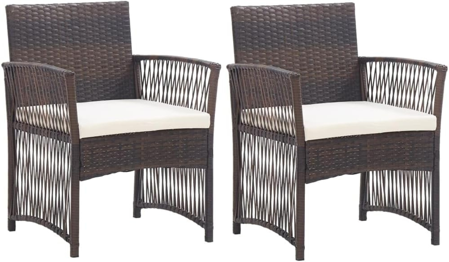 vidaXL Gartensessel mit Sitzkissen 2 Stk. Braun Poly Rattan 46439 Bild 1