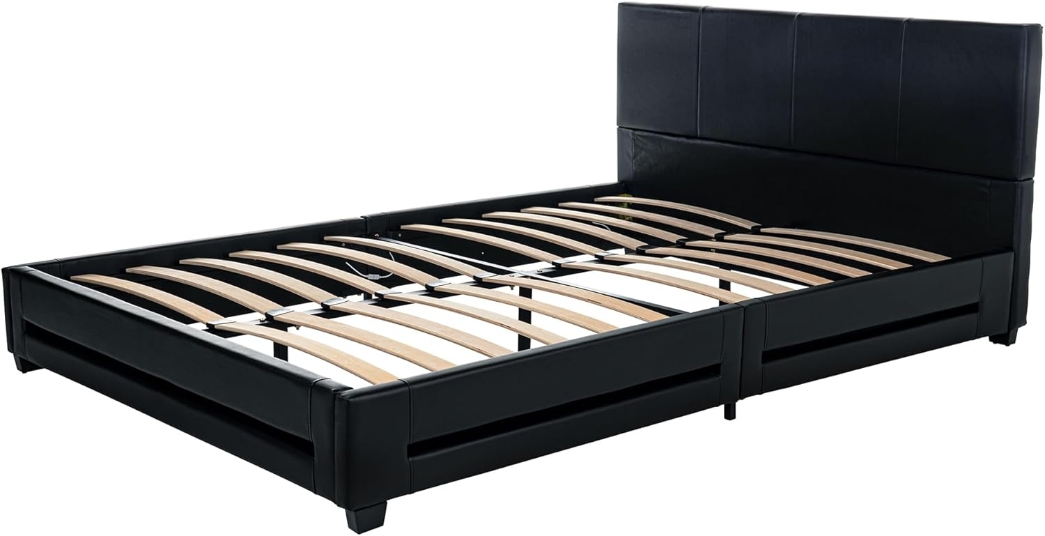 HOME DELUXE 'Asteroid' LED-Bett, Kunstleder, schwarz, 140x200 cm Bild 1