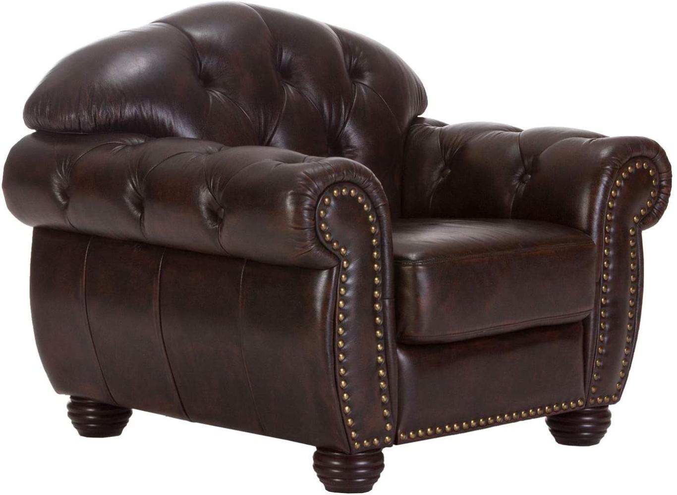 Sessel Chesterfield Hereford Echtleder braun Bild 1