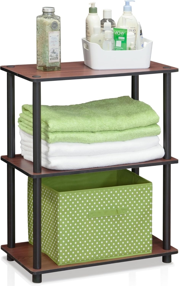 Furinno Regal mit 3 Ablageflächen, Eiche, Dunkle Kirsche/Schwarz, 75. 18x75. 18x29. 46 cm Bild 1