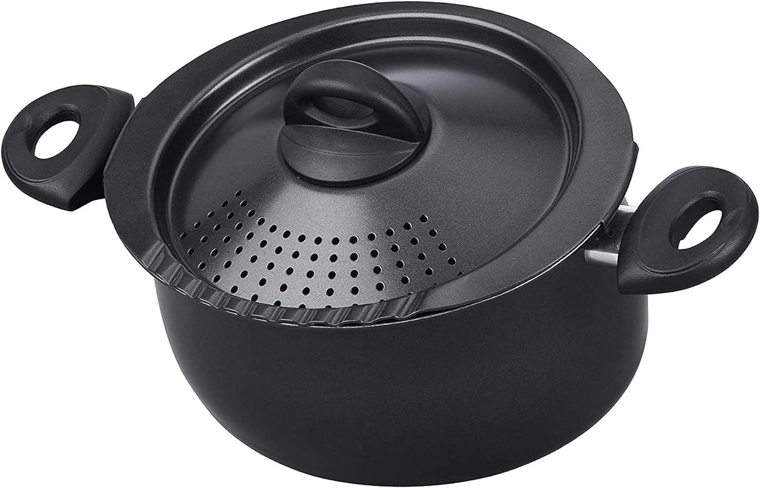 Bialetti 07265 Oval 5 Quart Pasta Pot with Strainer Lid, Nonstick, 1, Black Bild 1