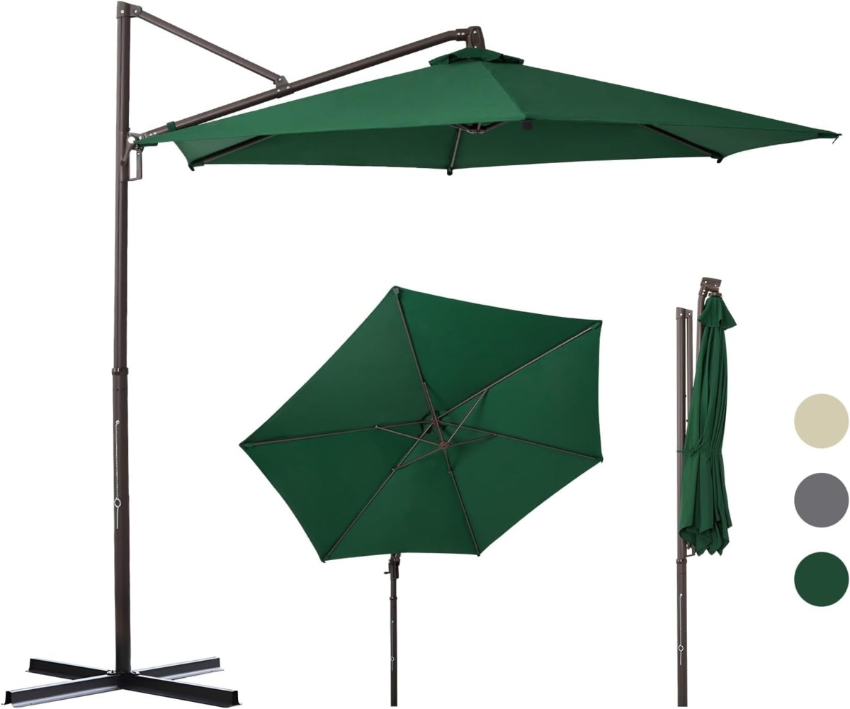 Sekey Ampelschirm 300cm Alu Sonnenschirm, 360° drehbar und neigbar, UV50+ Sonnenschutz, LxB: 300x300 cm, Gartenschirm, Kurbelbedienung und Einrastgarnitur, für Garten Bild 1