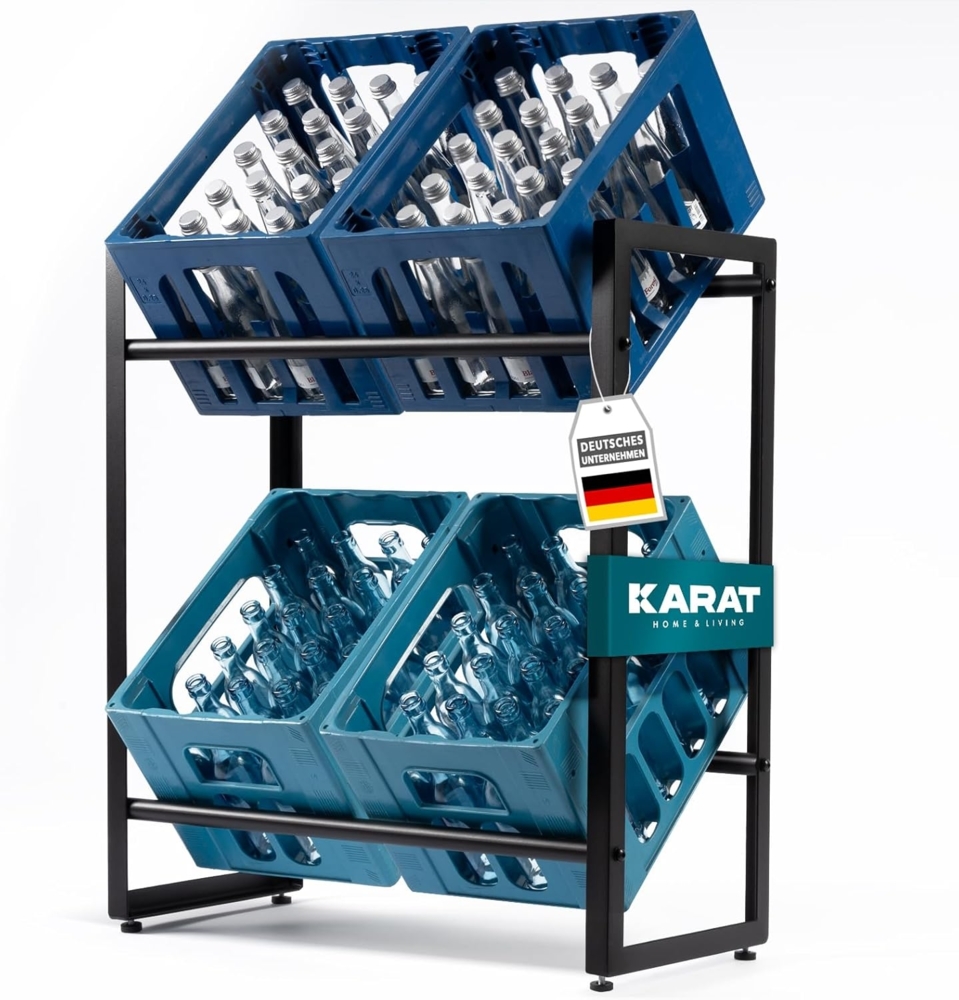 KARAT Getränkekistenregal für 4 Kisten - stabiles & platzsparendes Getränkeregal inkl. Montagematerial - Kistenregal aus Metall - Lagerregal für Getränke - Kenji Bild 1